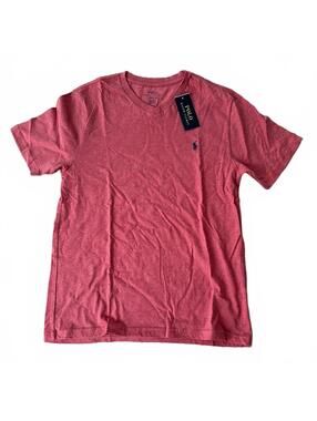 NWT Ralph Lauren POLO Youth Red VNeck Short Sleeve Tee T-Shirt Pony Logo L 14-16